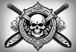 Family crest cool looking with katana tattoo idea