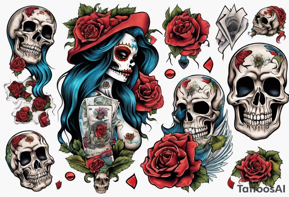 santa la muerta with money tattoo idea