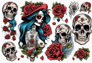 santa la muerta with money tattoo idea
