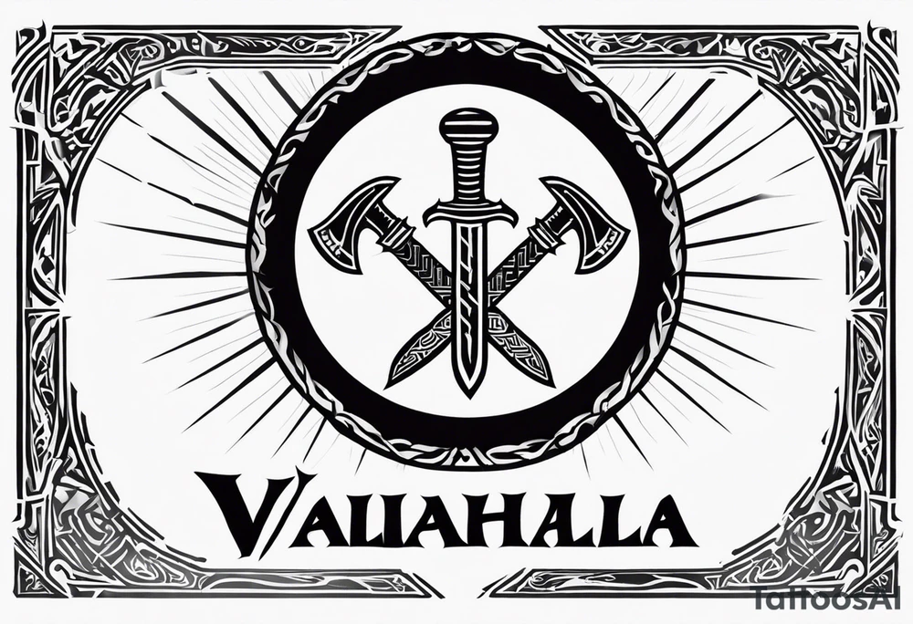 Valhalla viking shield hatchet sword tattoo idea