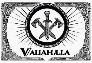 Valhalla viking shield hatchet sword tattoo idea
