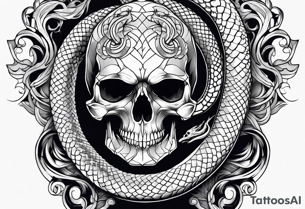 skull with snake tattoo idea