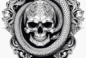 skull with snake tattoo idea