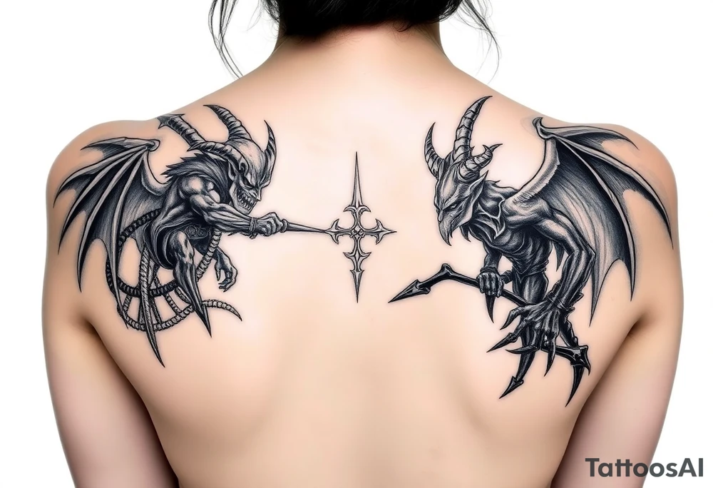 A battle between good and evil tattoo idea