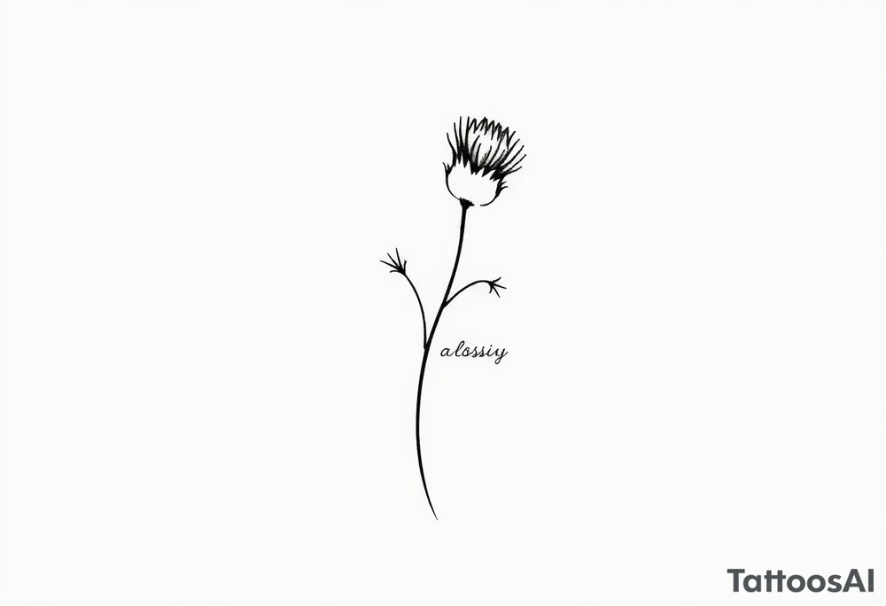 thistle minimalist fin line for hand with message tattoo idea
