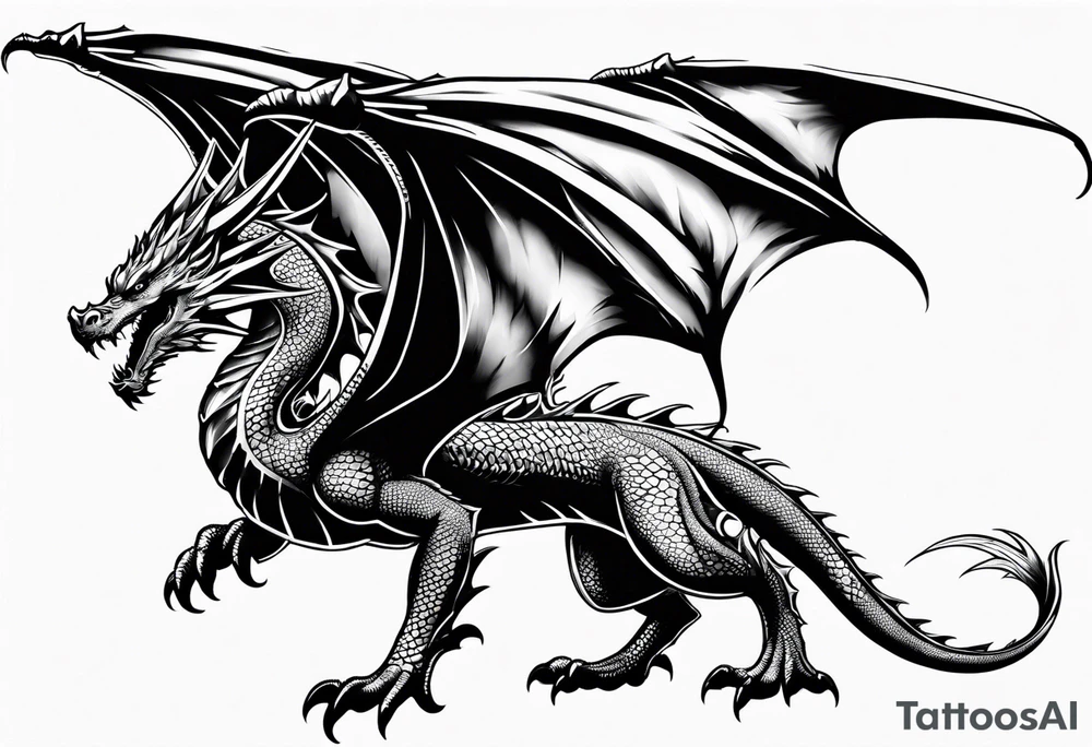 dragon flying tattoo idea