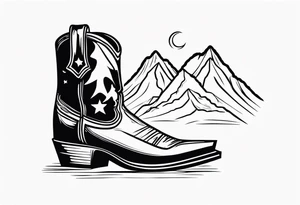 cowboy boot and mountains tattoo idea