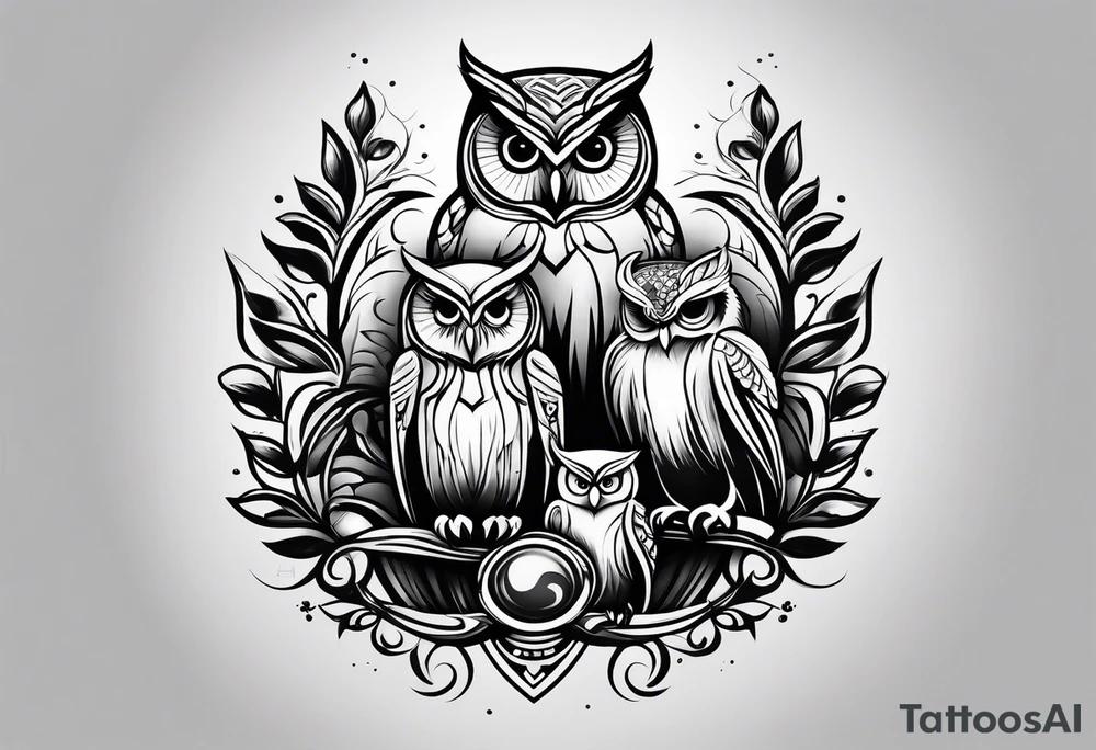 Owl family tattoo idea