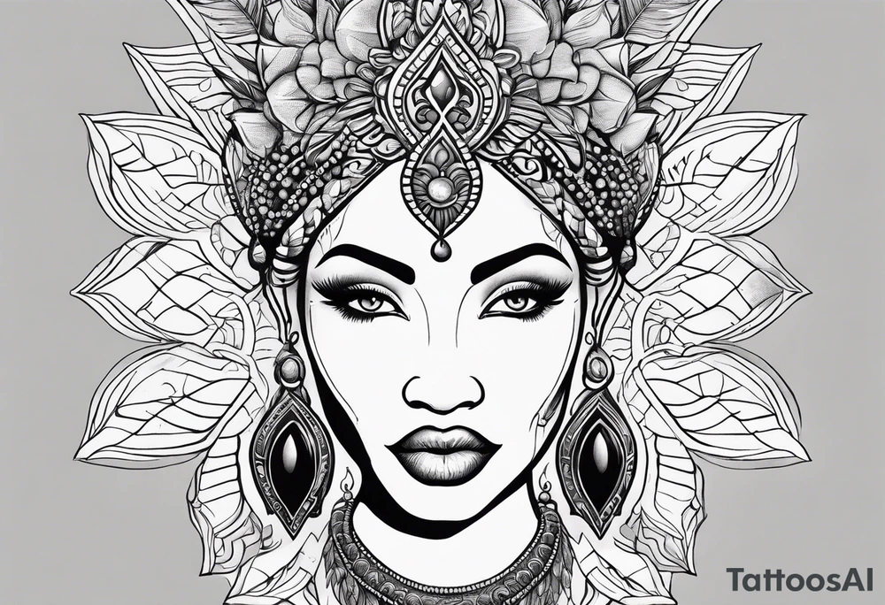 Black Goddess of sativa tattoo idea