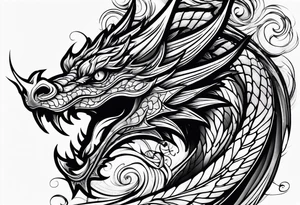Old school dragon swirling tattoo idea