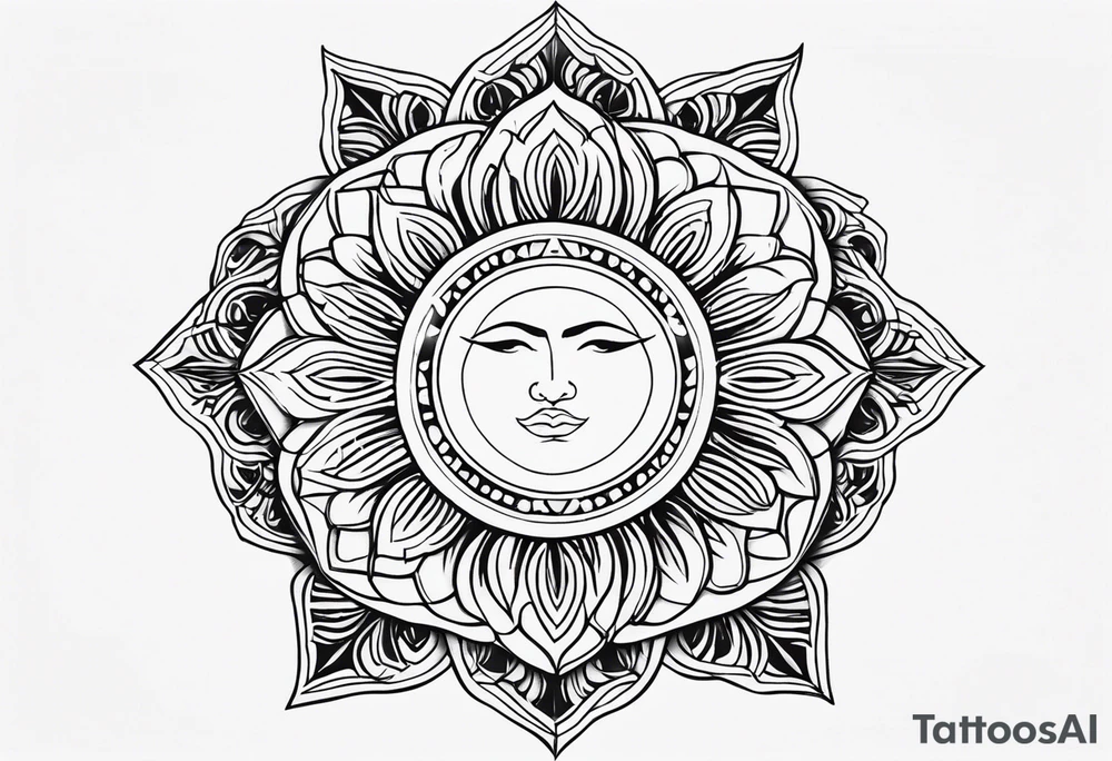 elif and sun symbol together tattoo idea