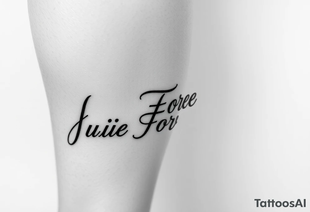 On bottom half of leg the words Julie Forever tattoo idea