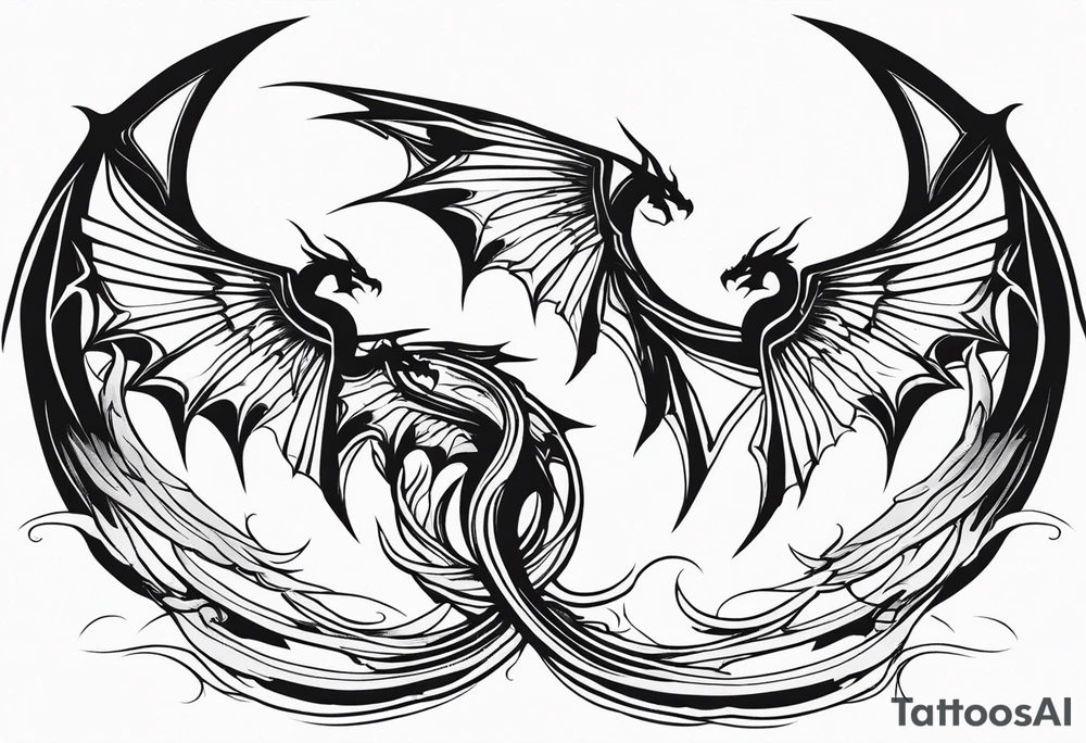 Dragon wings spread Phoenix

3 small dragons perched tattoo idea