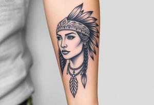 Beautiful Native American woman tattoo idea