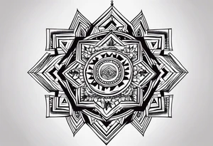 Columbia culture tattoo idea on leg/patchwork tattoo idea