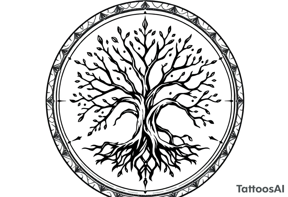 Tree of life circle tattoo idea