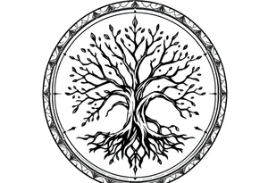 Tree of life circle tattoo idea