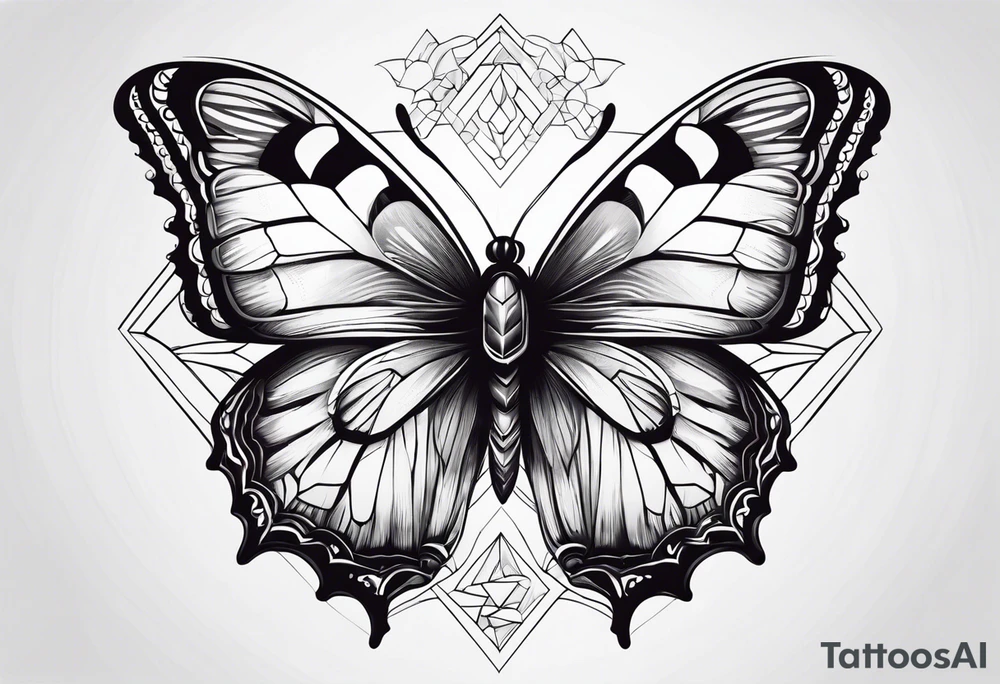 Borboleta com um coração de chama tattoo idea