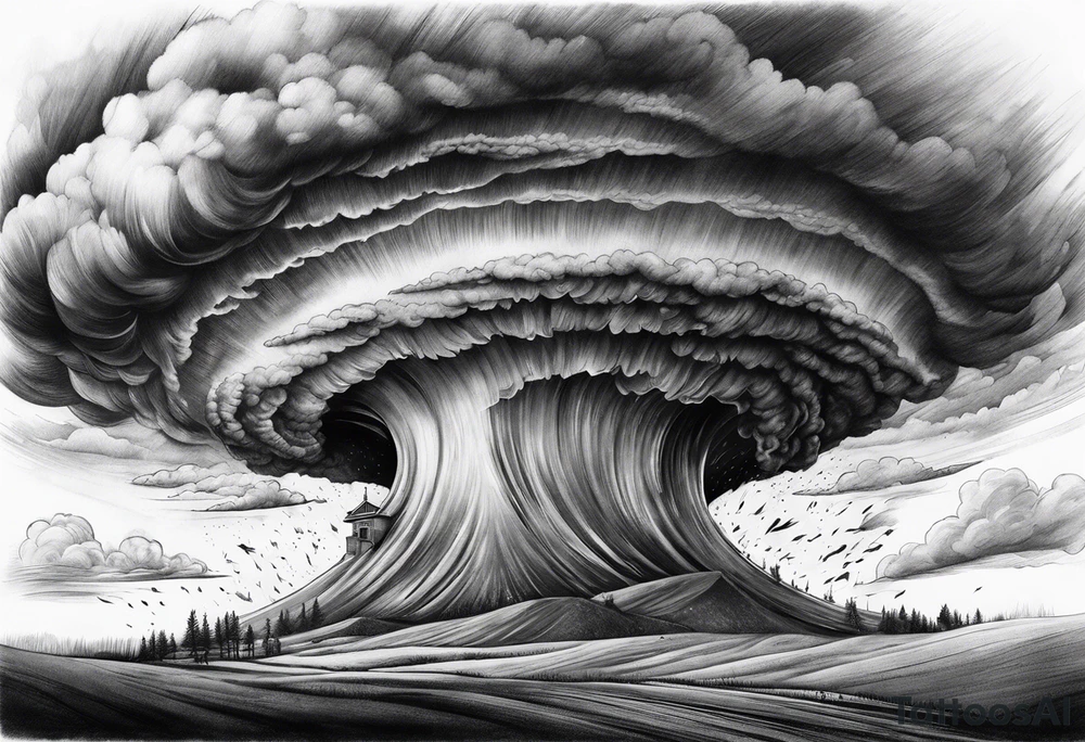 Clouds darkness hard core tornado downpour tattoo idea