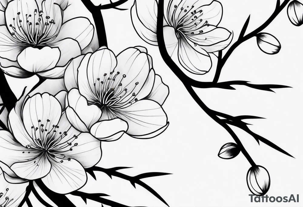 Minimalist Cherry blossom leaves tattoo idea