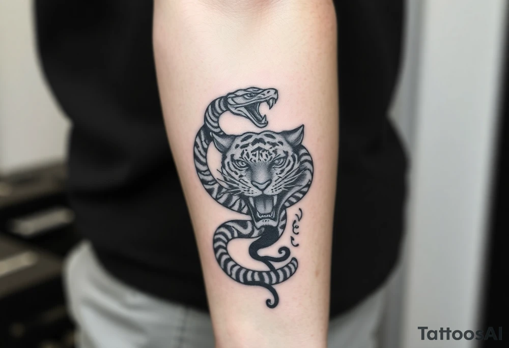 Snake and tiger tattoo idea