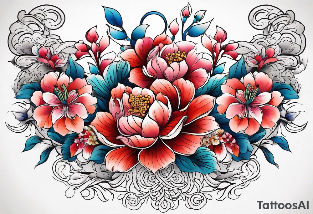 FLowers on front neck tattoo idea