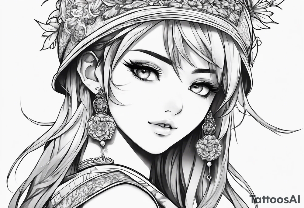anime girl tattoo idea