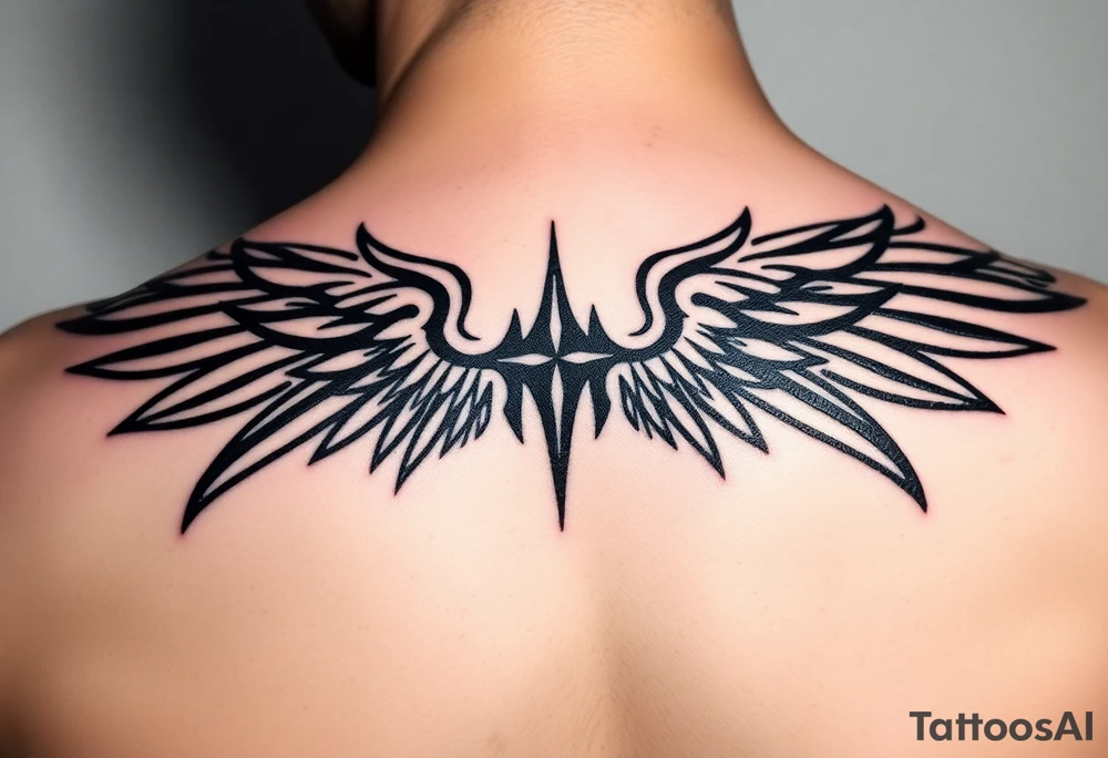Angel wings in blood tattoo idea