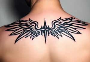 Angel wings in blood tattoo idea