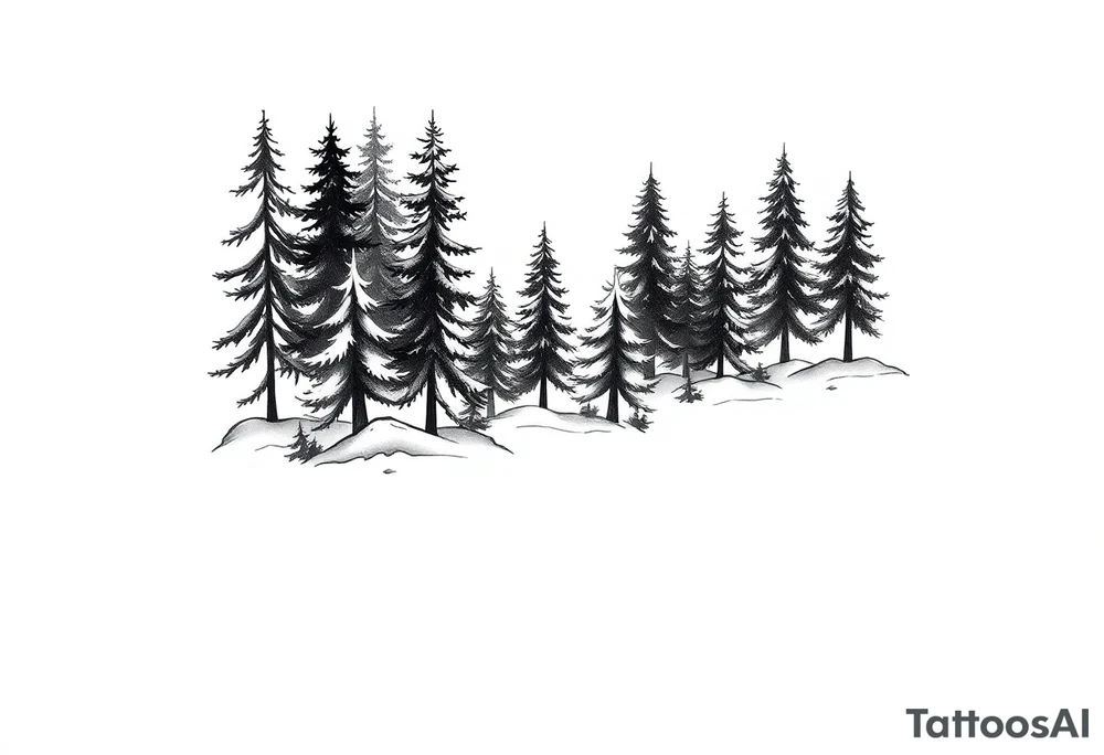 Coniferous forest tattoo sleeve black and gray tattoo idea Coniferous forest tattoo sleeve black and gray tattoo idea