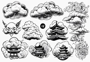 Japanese cloud with gojo anime tattoo idea