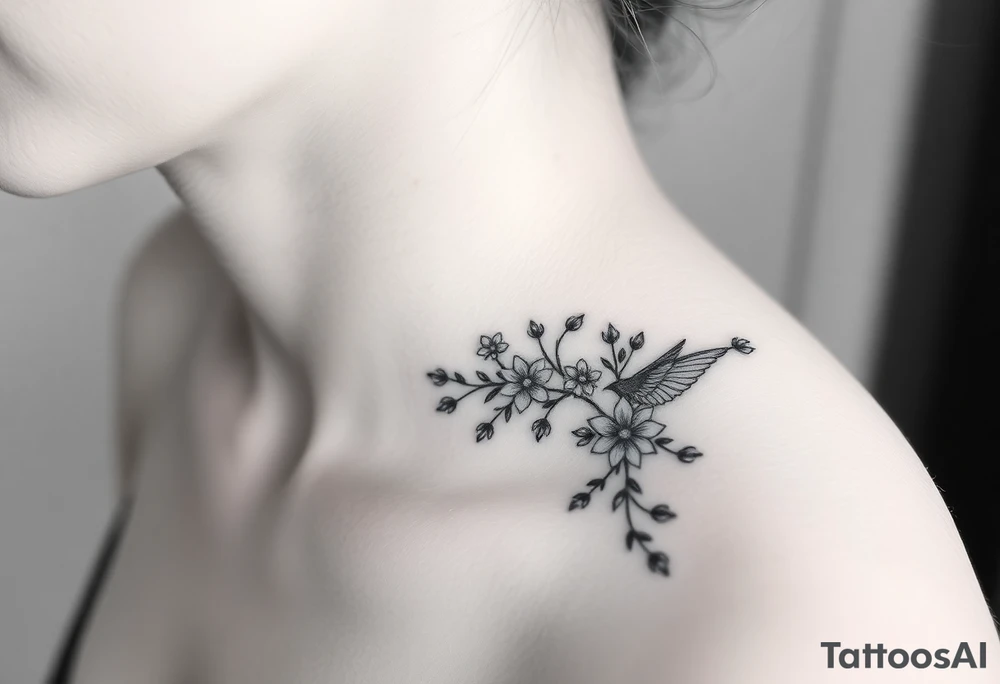 crows with flowers down my spine tattoo idea