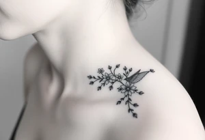 crows with flowers down my spine tattoo idea