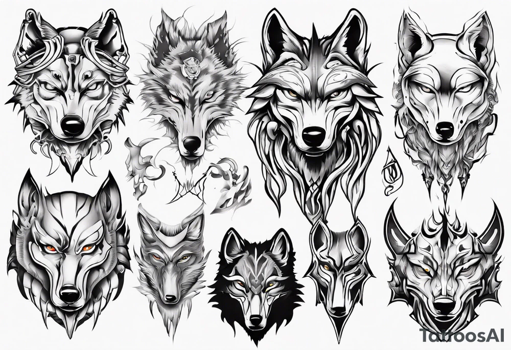wolf face tattoo idea