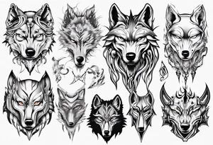 wolf face tattoo idea