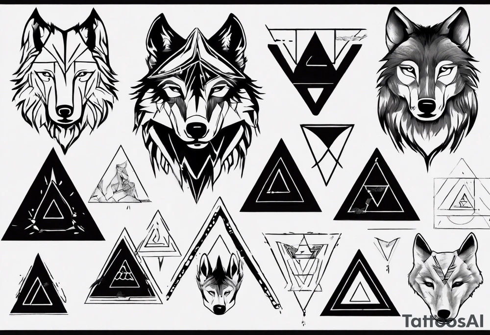 wolf head with a triangle on forehead tattoo idea