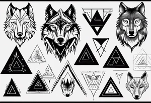wolf head with a triangle on forehead tattoo idea