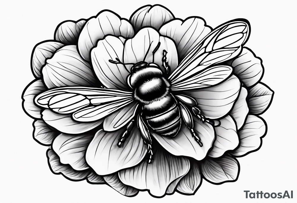Small tattoo. There’s a hydrangea and a bee but they are not touching. The bee is small and to the left of the hydrangea. tattoo idea