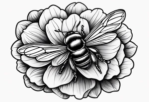 Small tattoo. There’s a hydrangea and a bee but they are not touching. The bee is small and to the left of the hydrangea. tattoo idea