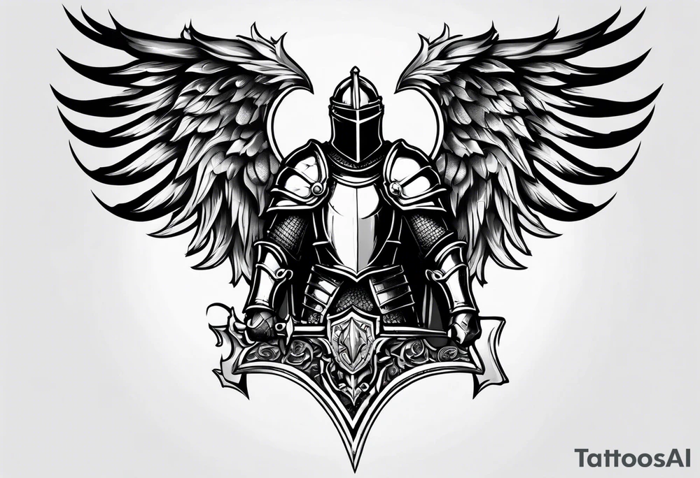 knight heavy armor surrounded tattoo idea