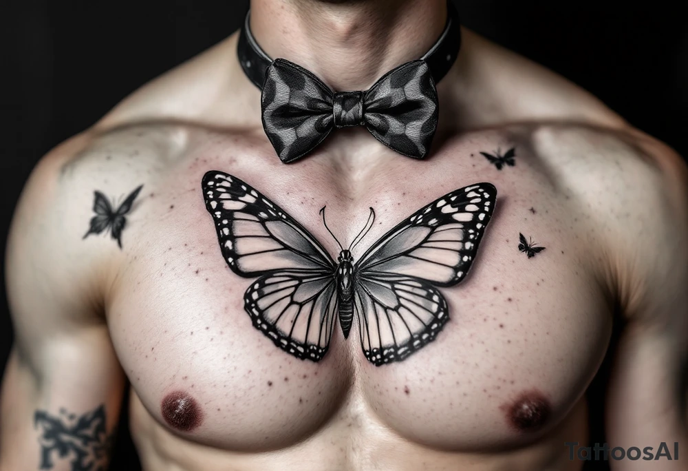 A bow tie and a butterfly tattoo idea