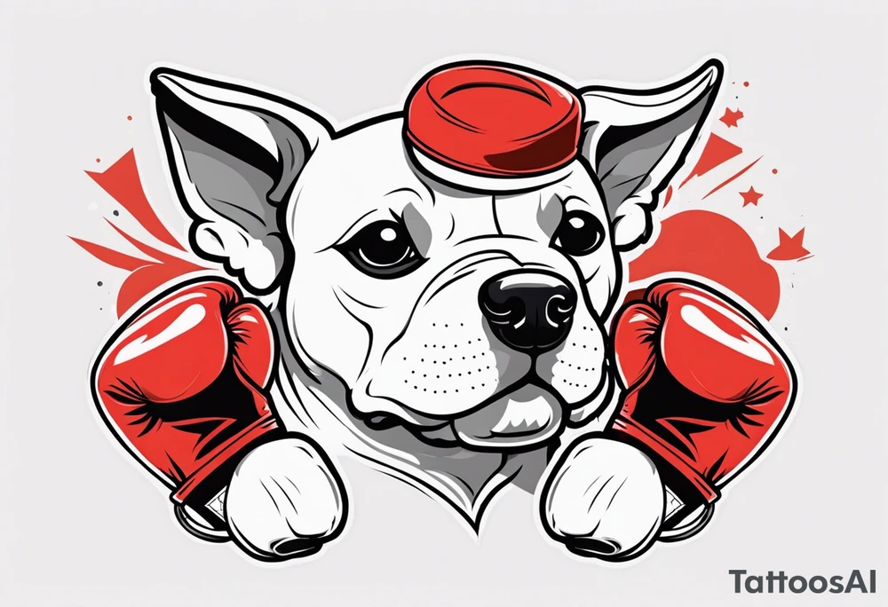 Cute Dog with boxing gloves, boxing coach tattoo idea