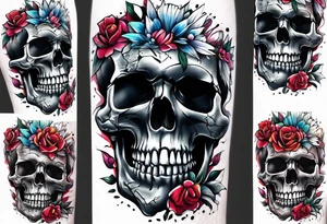 extreme joint pain breaking through skin on arm skull no flowers tattoo idea