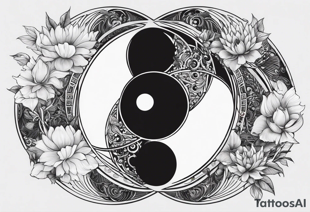 Lo Ying yang formato da carpe in uno sfondo che rappresenta luniverso tattoo idea