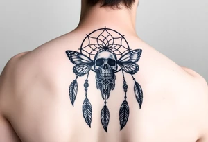 Dreamcatcher with butterfly's and skull tattoo idea