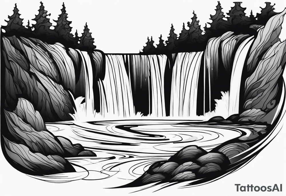Flowing Waterfall tattoo idea