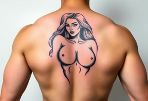 Fully nude lady with big boobs tattoo idea