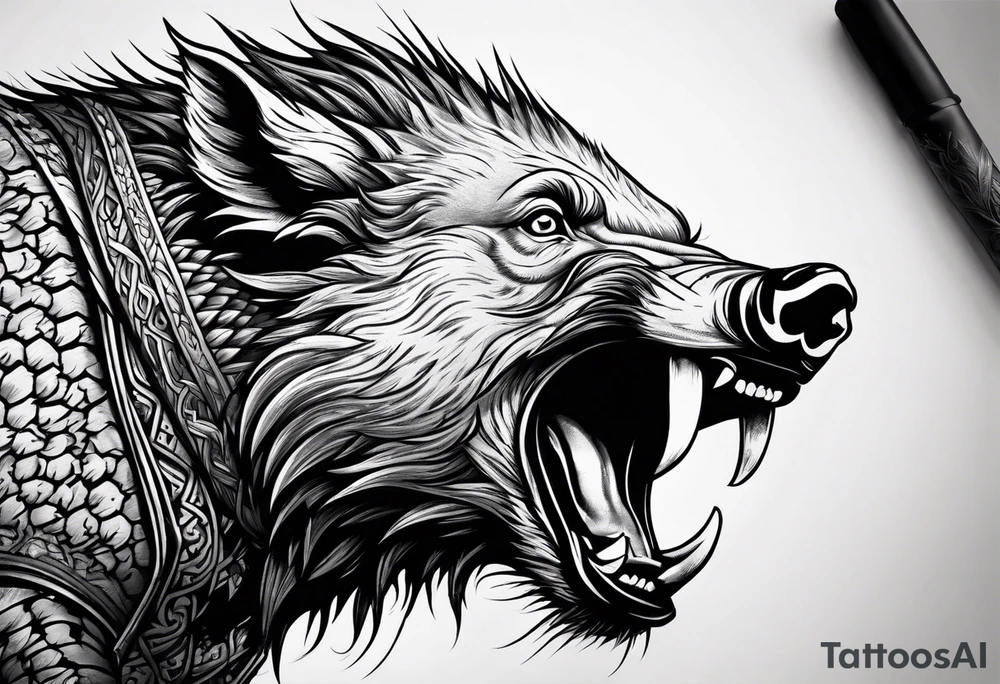 angry boar tattoo idea