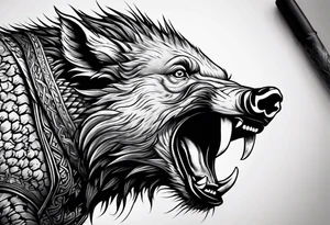angry boar tattoo idea