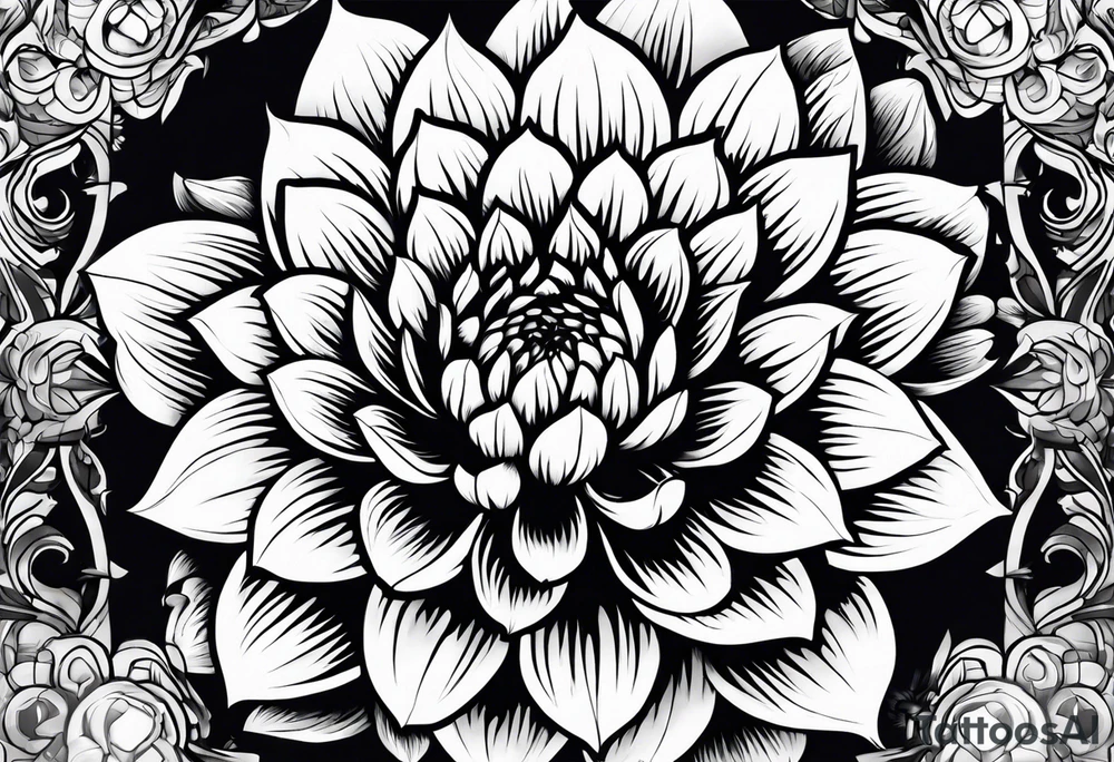 Oroborus and dahlia tattoo idea